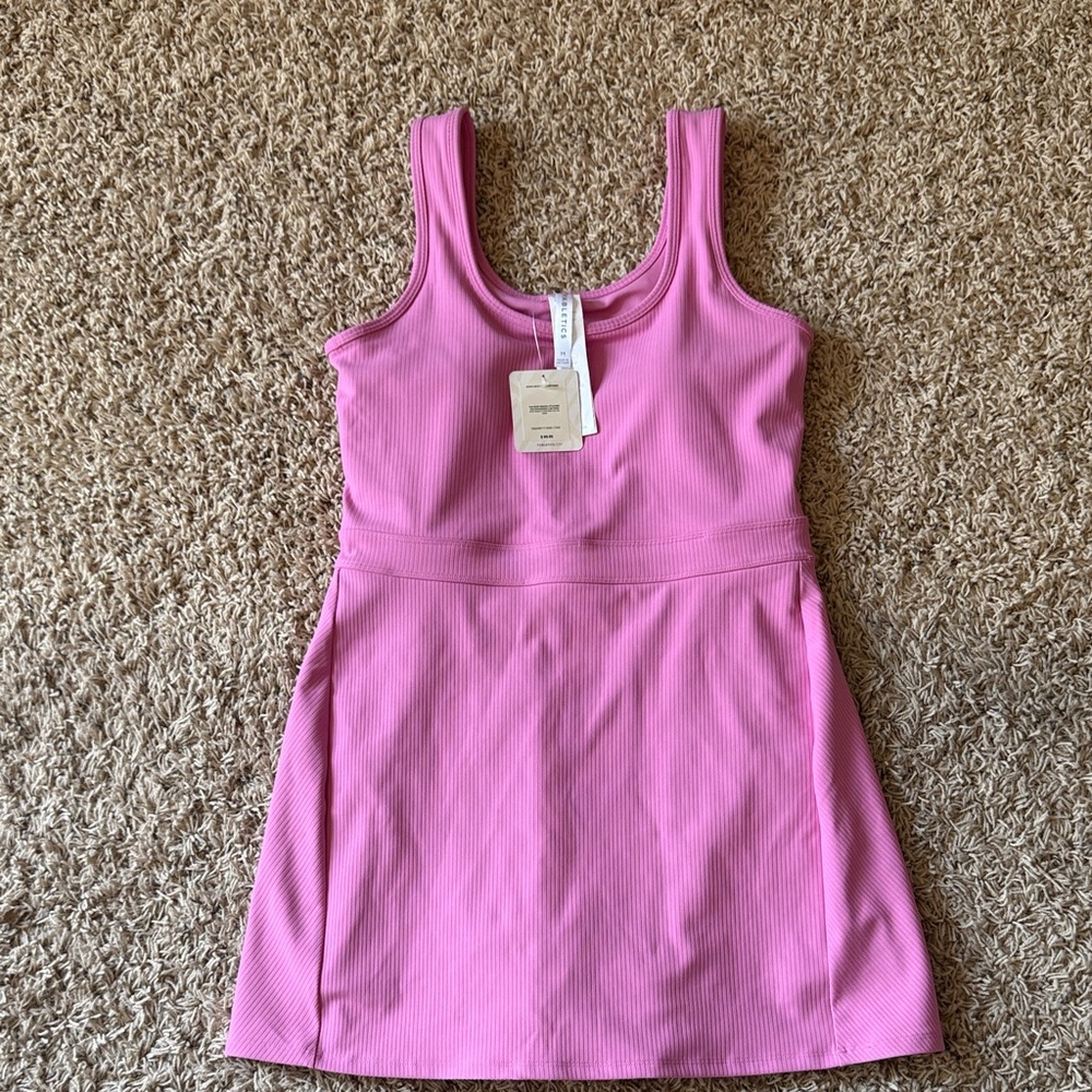 Fabletics Size Med Sporty Rib Built In Short Dress New With Tags in Pink Sunset